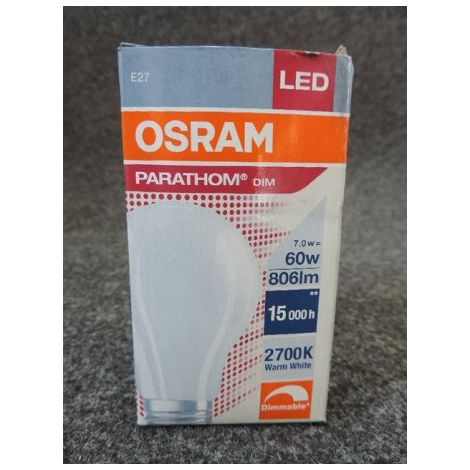 Ampoule LED 7W dépolie 2700K 806lm culot E27 Ø 60x105mm 230V dimmable OSRAM LEDVANCE 287402