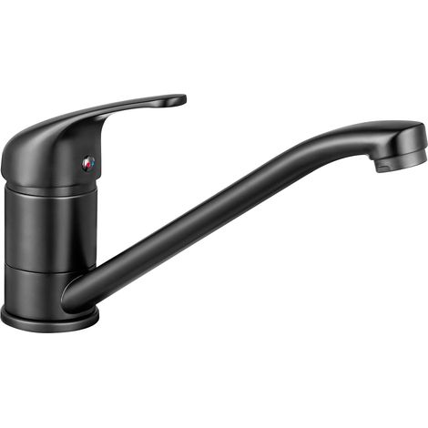 CECIPA Küchenarmatur, Einhebelmischer, 360° drehbar, Einloch-Kalt- und Warmwasserhahn für Küchenspüle oder Waschbecken (Matt Schwarz) (1/5)