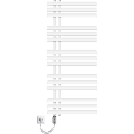 ECD Germany Radiateur Design Radiateur Sèche Serviette Porte Serviette Mural 500 x 1200 Blanc avec Chauffe-eau 900W