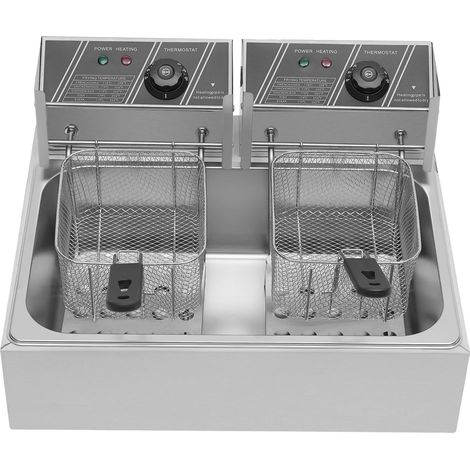 Friteuse, capacité de 12L, construction en acier inoxydable, Argent (1/5)