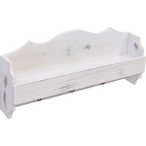 Porte-manteau mural Blanc 50x10x23 cm Bois (1/5)