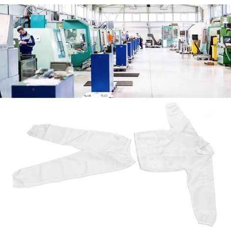Combinaison de Protection Anti-Statique en Polyester Blanc avec Design Fendu pour Atelier