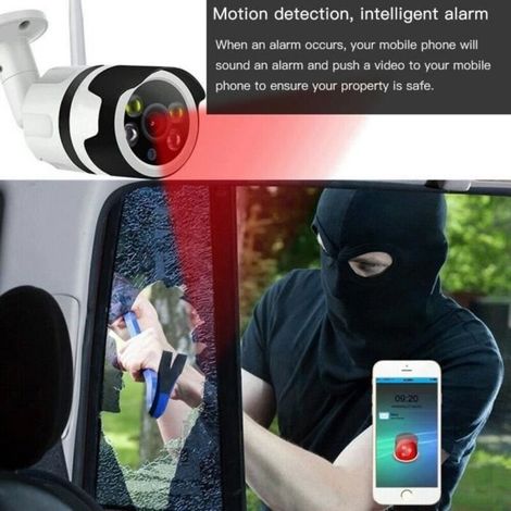 Caméra IP de Surveillance Extérieure 1080P FHD WiFi IP66 Etanche à la poussière, Caméra IP avec Vision Nocture