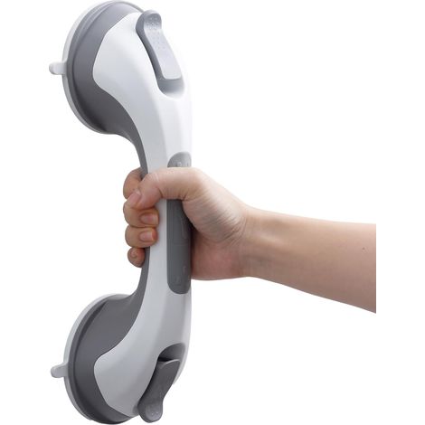 Shower Bar, No Drilling, 31 cm, Suction Cup Handle Bathroom Support 110 kg, Strong Grip Shower Grab Bars for Disabled, Seniors, Injured, Removable, Safety – Grey (1/5)