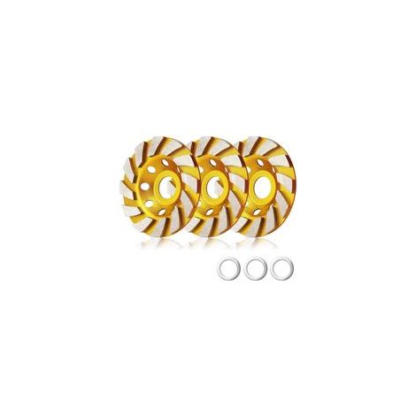 Lot de 3 meules diamantées pour meuleuse d'angle, 4 pouces, 12 segments, pour béton (1/4)