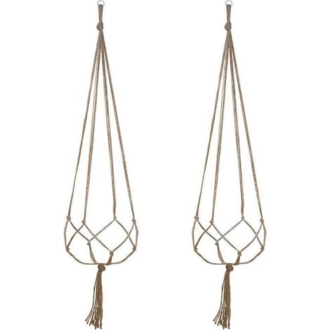 Lot de 2 Suspension Plante pour Pot de Fleurs Cache-Pots Suspension en Corde Suspension Plante Macramé Porte Décoration pour Interieur et Extérieur Suspendue Décoration Balcon Maison (122cm) (1/5)