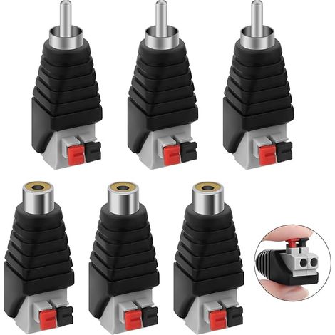 Fiches RCA, Mâle et Femelle vers Borne à Vis, Adaptateur RCA (1/5)