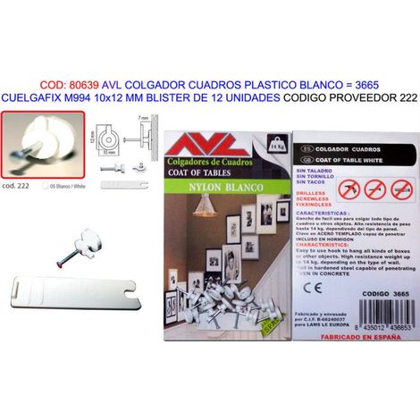 Support pour tableau fixe blanc AVL M99410x12MM BL12U3665 (222)