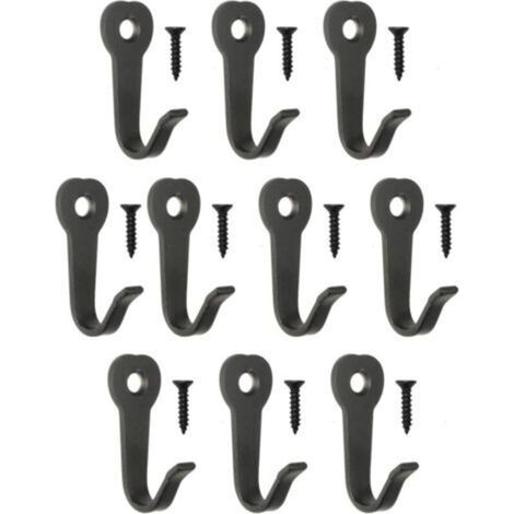 40 x 22 mm - Black - Set of 10 classic iron hooks - Metal hooks - Photo hooks - Vintage retro country house (1/4)