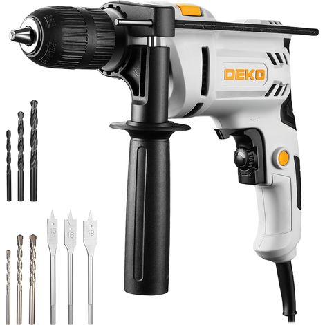 500W Corded Impact Drill – 2 in 1 Concrete Drill, Keyless Chuck 13 mm, 360° Rotating Handle, 3000 RPM, 3 Drills (3 x Metal, Concrete, Wood), Ideal for Wood, Soft Metals and Concrete (1/5)