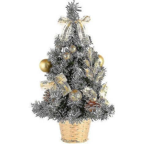 Mini sapin de Noël artificiel, sapin de table avec lumières LED et cônes (1/4)