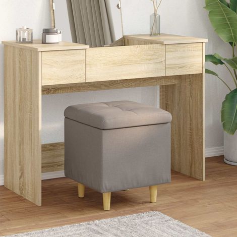 Aufbewahrungsottomane mit Kissen Taupe 40 x 40 x 45 cm Stoff