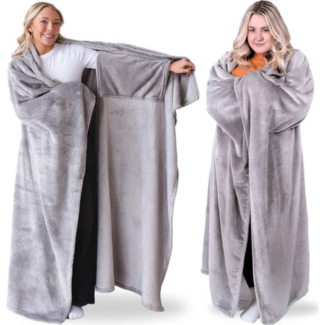 Couverture portable toutes saisons pour adultes, châle douillet à capuche pour femmes et hommes, cadeau idéal pour Noël ou un anniversaire, gris (1/5)