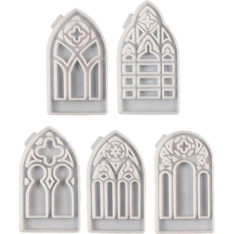 5 moules à bougies en forme de maison, style gothique, en silicone