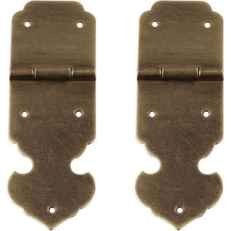 Lot de 2 charnières décoratives en laiton pur antique pour meubles, tiroirs, portes, boîtes à bijoux (bronze antique)