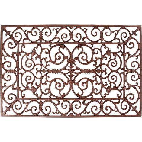 Grille paillasson en fonte 71,5 x 46 cm – Design victorien avec boucles élégantes – Pour entrée classique – Poids 8,3 kg – Best For Boots