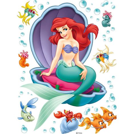 Stickers géant la Petite Sirène et coquillage Disney (1/5)
