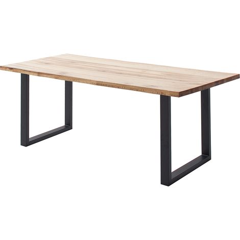 Esstisch 180x90 cm mit Baumkante, U-Gestell, Eiche massiv geölt, PARACATU-06 (1/5)