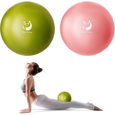 Gymnastikball Klein 23 25cm Pilates Aufblasbar Strohhalm Olivgrün Rosa (1/5)