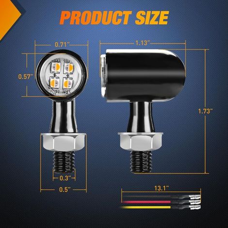 Luci posteriori e freno LED compatibili con cruiser, mini lampeggianti rossi e gialli, adatti a varie motociclette (1/3)