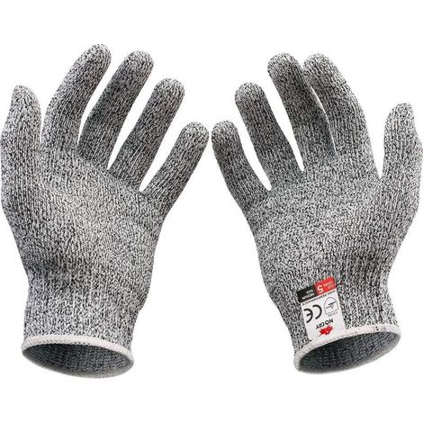 QAZQA Gants résistants aux coupures avec protection haute performance à 5 niveaux, gants de cuisine, filets de poisson, coupe de viande 1 paire（24cm L gris） (1/5)