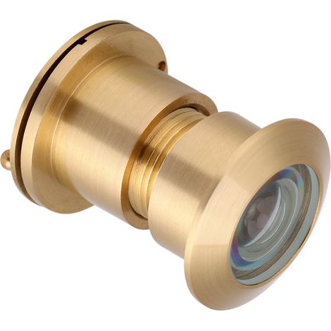 Judas optique 28mm grand angle avec cache privé renforcé doré, longue vue de porte métallique, protection discrète, sécurité intérieure (1/5)