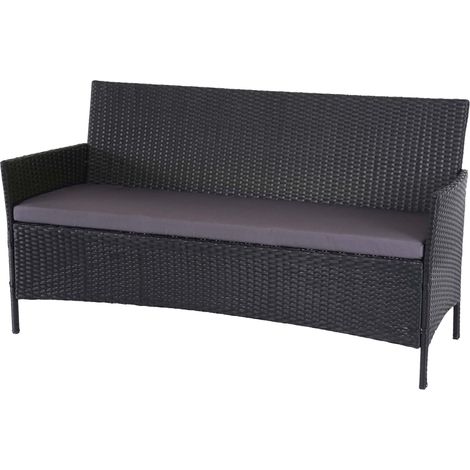 [NEUWERTIG] 3-Sitzer Poly-Rattan Gartenbank Hamar, Sitzbank anthrazit, Kissen anthrazit