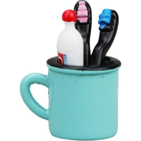 Ensemble miniature de dentifrice, brosse à dents et mini-gobelet en alliage réaliste pour poupées 1:6 et 1:12.-B-Green (1/5)