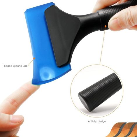 Raclette de vitre Mini essuie-glaces pour voiture fenêtre miroir douche lame caoutchouc anti-rayures poignée ergonomique 1 pièce bleu (1/4)