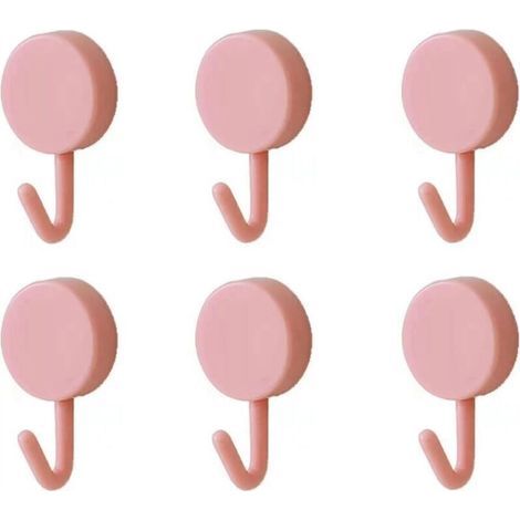 Crochets adhésifs décoratifs, jolis crochets muraux, parfaits pour suspendre porte-bébés, chapeaux, serviettes et clés. Lot de 6, roses. (1/3)