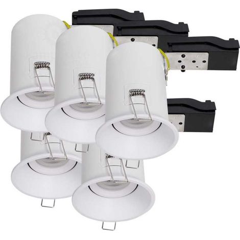 Lot de 5 Support de spot BBC RT2012 IP20 Basse Luminance 93mm de diamètre non orientable avec connecteur automatique GU10