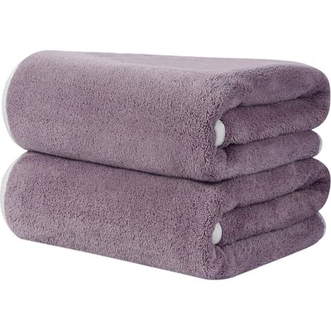 Serviette Microfibre Cheveux Grande 50x100 cm Violet Lot de 2 (1/5)