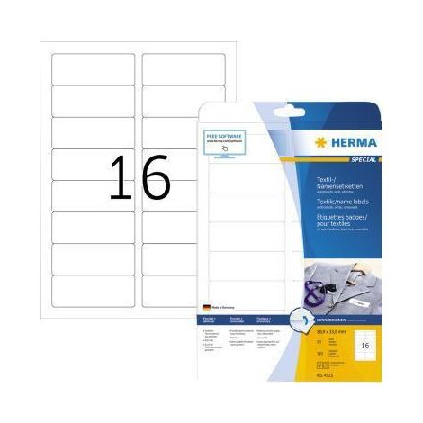 Herma 4515 Etiquette badges 88.9 x 33.8 mm acétate de cellulose blanc 320 pc(s) décollable imprimante laser, photocopie (1/4)