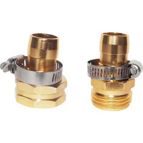 Raccord de tuyau métallique 3 pièces pour réparation de tuyau d'arrosage extérieur, filetage interne/externe 3/4, doré, antirouille