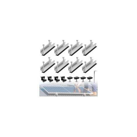 Set mit 8 Aluminium-PV-Solarmodulhalterungen, Solarmodulträger, Flachdach - Crezuo