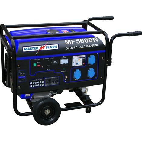 Groupe électrogène essence - MASTER FLASH - 5500 W - Chariot inclus - Monophasé - Système AVR - Bleu (1/2)