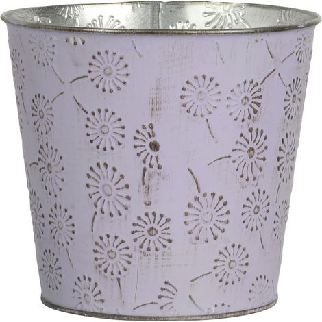Kaemingk Übertopf Vintage Lilarosa L mit Blumendekor Ø 16 cm 14,7 cm - Metall