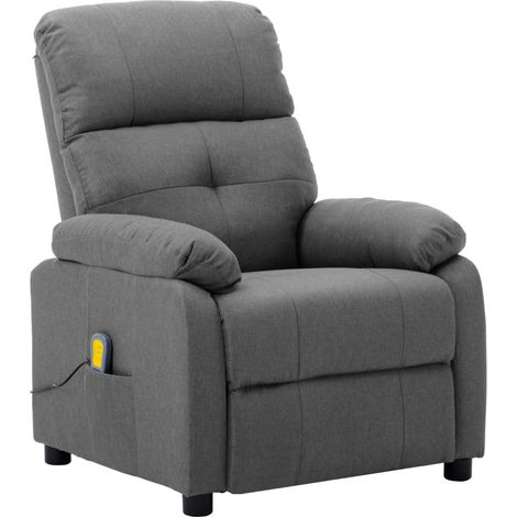 Fauteuil de Massage Relaxation  Fauteuil de Luxe Gris clair Tissu pour la Maison, Salon  -BV36114 (1/5)