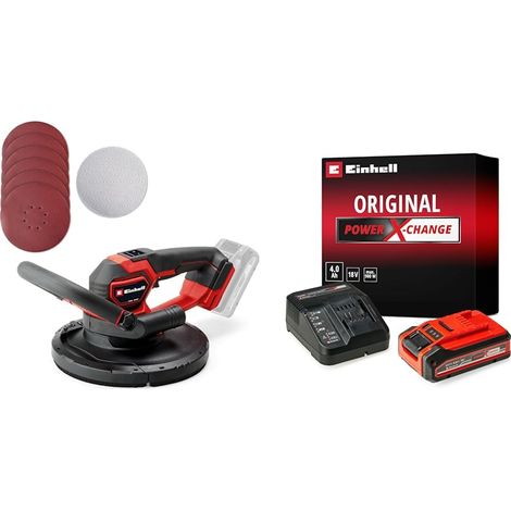 Ponceuse murale sans fil TP-DWS 18/225 Li BL Solo (18V, moteur brushless, Diamètre de ponçage 225 mm) avec Batterie 4,0Ah PLUS et Chargeur