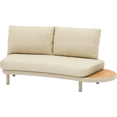 PROLOISIRS Méridienne ronde NUAGE - Aluminium époxy et teck FSC - Crème - 174 x 116 x 85 cm