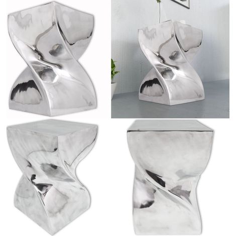 Table auxiliaire / Tabouret Forme torsadée Aluminium Argenté - Tabouret Design - Table Basse Moderne - Meuble Salle À Manger - Décoration Intérieur - Mobilier Tendance - Home & Living (1/5)