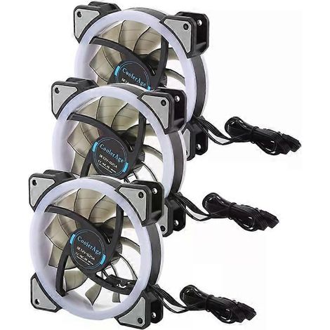 Ventilateur de refroidissement pour ordinateur DC 12V - 3 pièces, télécommande, 2500 tr/min, LED - (1/5)