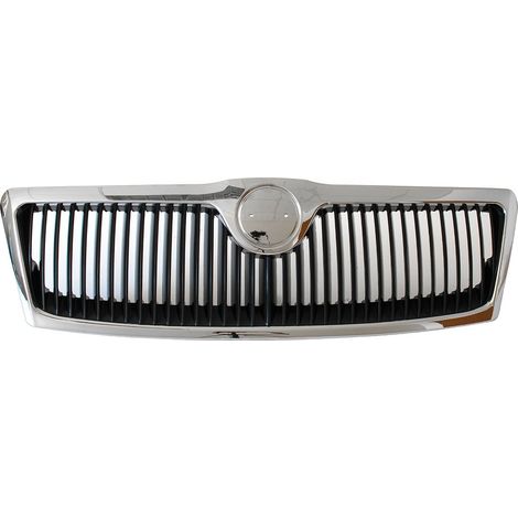 Skoda Octavia II 04-08 Kühlergrill zwischen den Scheinwerfern (CHROM + SCHWARZE Streben)