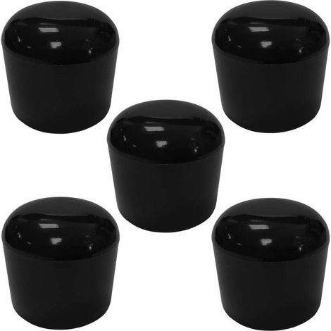 5x embout de tube enveloppant rond 48mm noir plastique chaise meuble cache bouchon capuchon - Black (1/2)