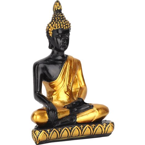 Bouddha Statue Résine Dorée Ornement Artisanat Accessoire Table Sable Asie du Sud-Est Décoration Foyer Bureau, Figurine Spirituelle Méditation, Pièce Unique (1/5)