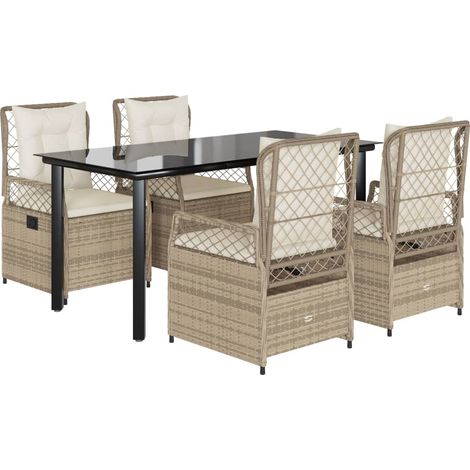 Maison Exclusive - Set comedor de jardín 5 pzas con cojines ratán (1/5)