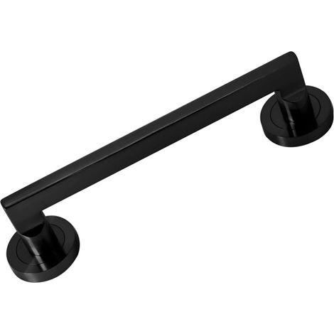 Poignée avec rosace incurvée en aluminium (50 mm) et poignée carrée pour porte, finition noire, 250 x 50 x 60 mm (1/2)