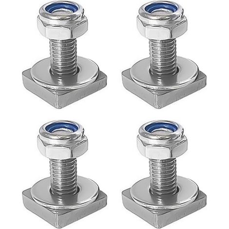 Lot De 4 Boulons De Rail En T Pour Galerie De Toit M6 X 30 Mm Avec Rondelle Et Écrou 20 X 20 Mm, Blocs Coulissants Carrés Pour Porte-rails De Galerie De Toit (1/5)