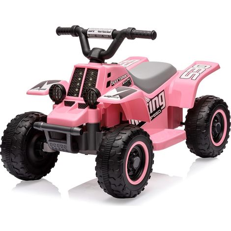 Quad Électrique Enfant 6V, Voiture Électrique pour Enfants avec LED Et Musique, 1,8 km/h avec Klaxon, Démarrage par Un Bouton, Longue Autonomie, ATV pour Enfants 3+ Ans,Rose (1/5)