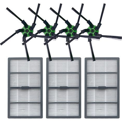Accessoires pour Irobot Roomba S9 S9 Plus Robot Scanning, Kit de filtres pour aspirateur Pièces de rechange incluses pour Irobot Roomba S9 (4 brosses latérales, 3 filtres)